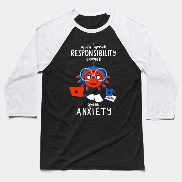 Anxious Spider Baseball T-Shirt by TaylorRoss1